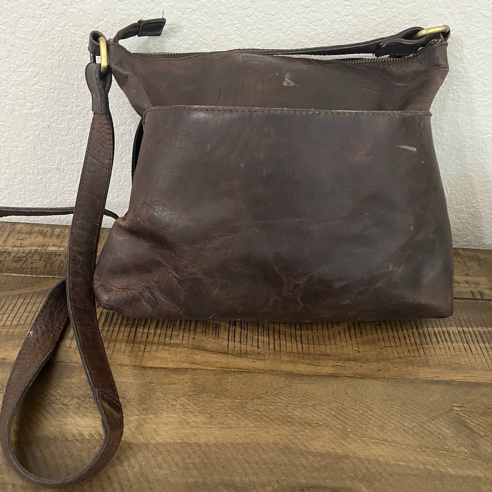 Handmade Crossbody Purse 100% Full‎ Grain Brown Leather Rustic - Picture 5 of 12